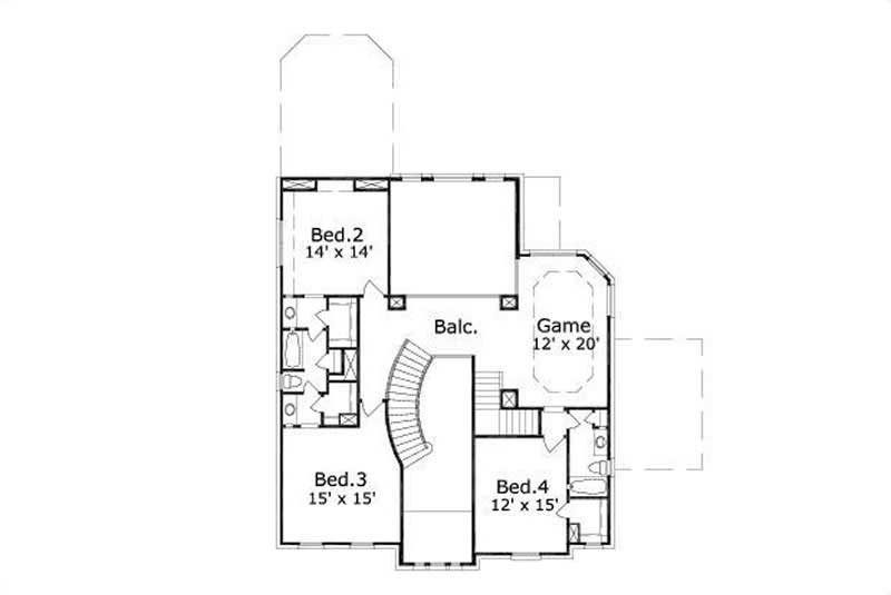 Floor Plan Second Story of Luxury Plan #156-2250
