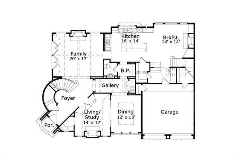 Floor Plan First Story of Country Plan #156-2252