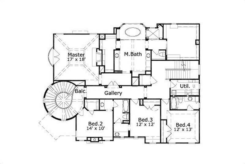 Floor Plan Second Story of Country Plan #156-2252