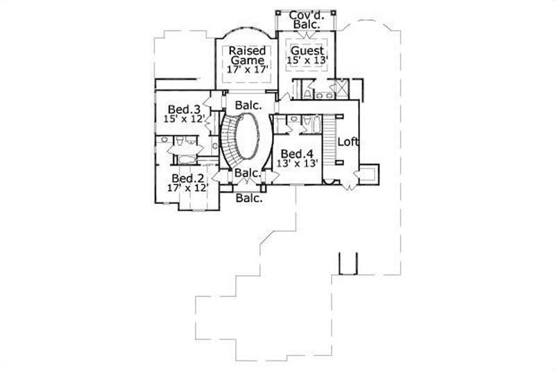 Floor Plan Second Story of Country Plan #156-2254