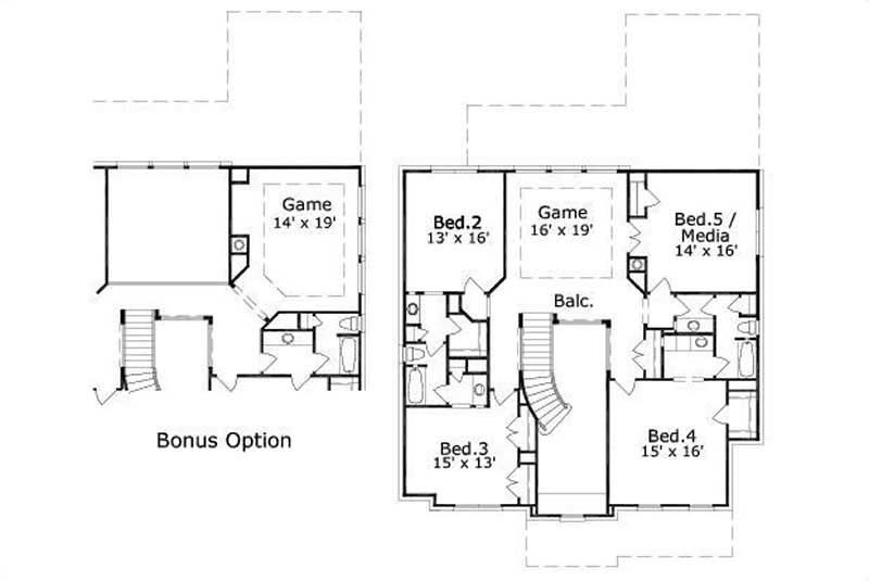 Floor Plan Second Story of Country Plan #156-2256