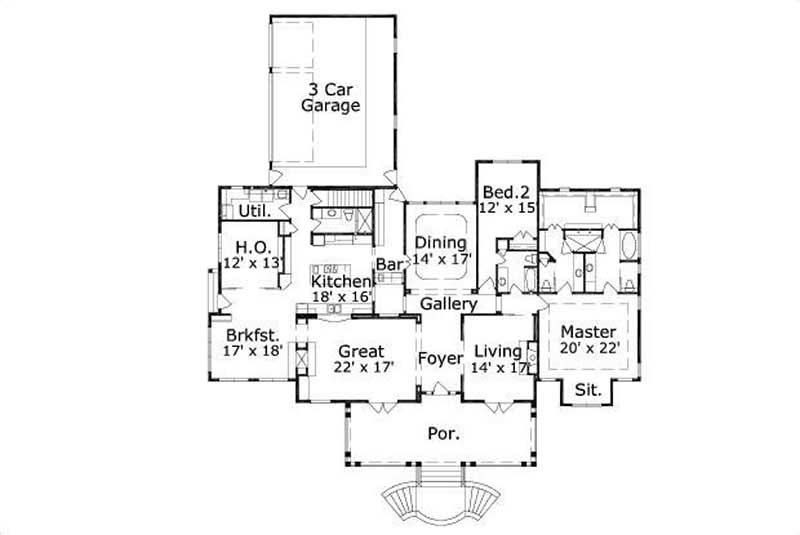 Floor Plan First Story of Luxury Plan #156-2259