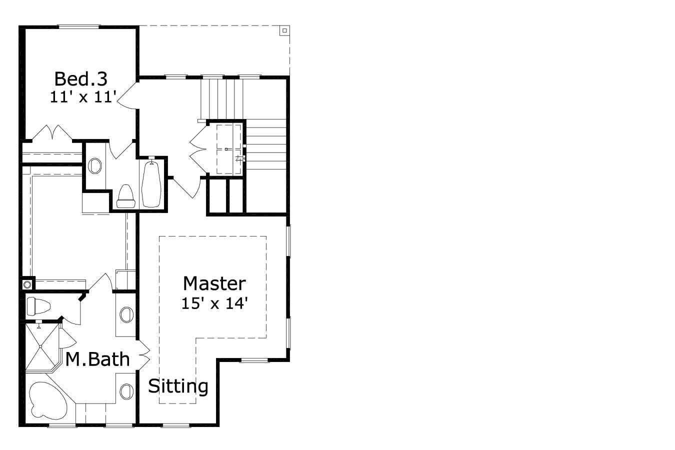 Floor Plan Third Story of Contemporary Plan #156-2260