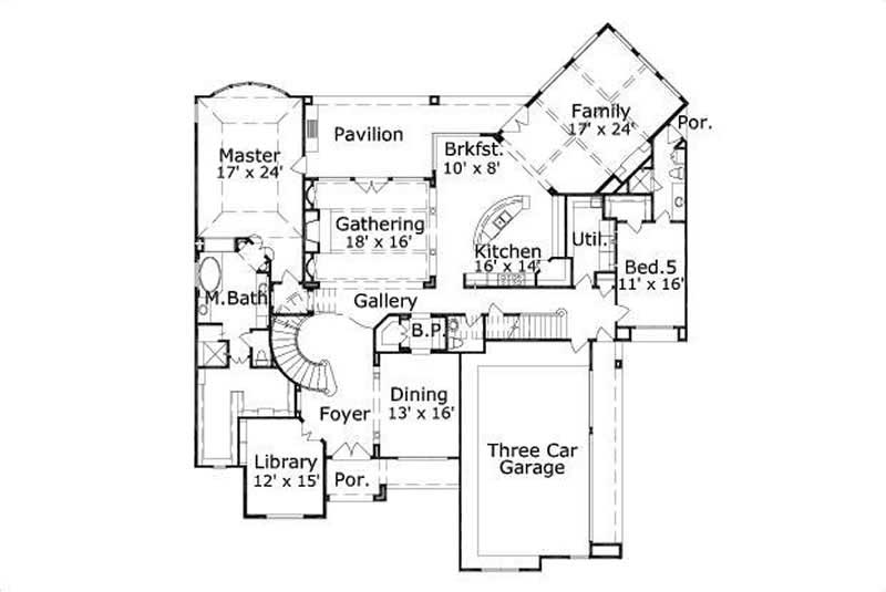 Floor Plan First Story of Luxury Plan #156-2261