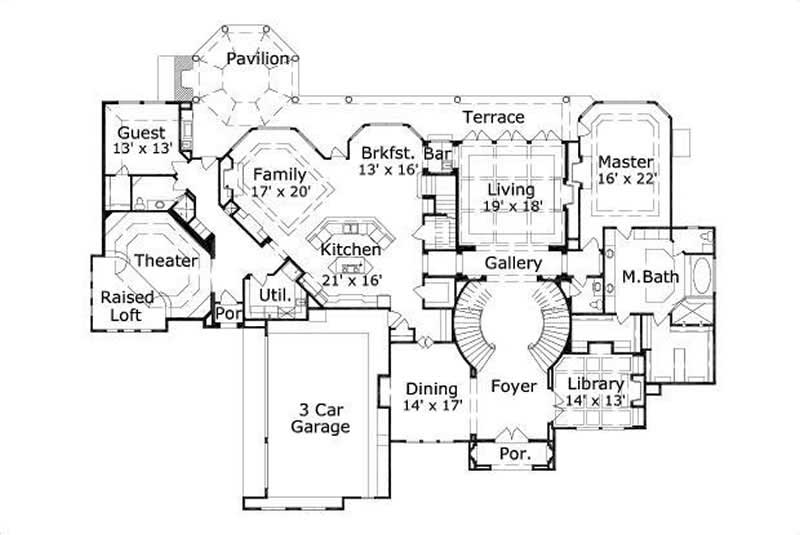 Floor Plan First Story of Mediterranean Plan #156-2263