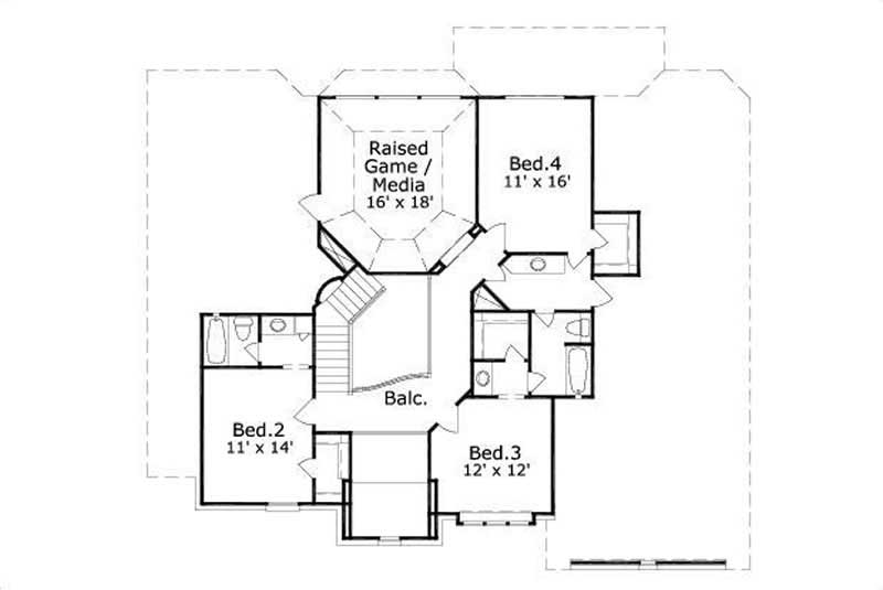 Floor Plan Second Story of Traditional Plan #156-2267