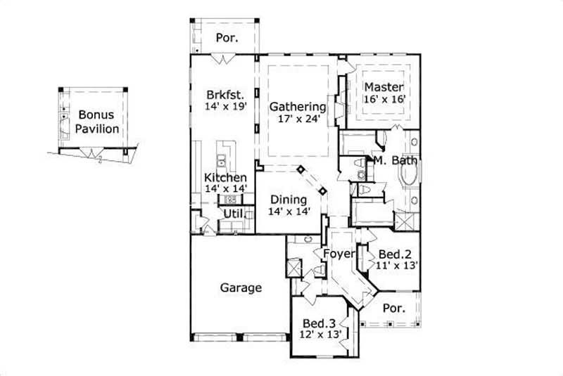 Floor Plan First Story of Country Plan #156-2268