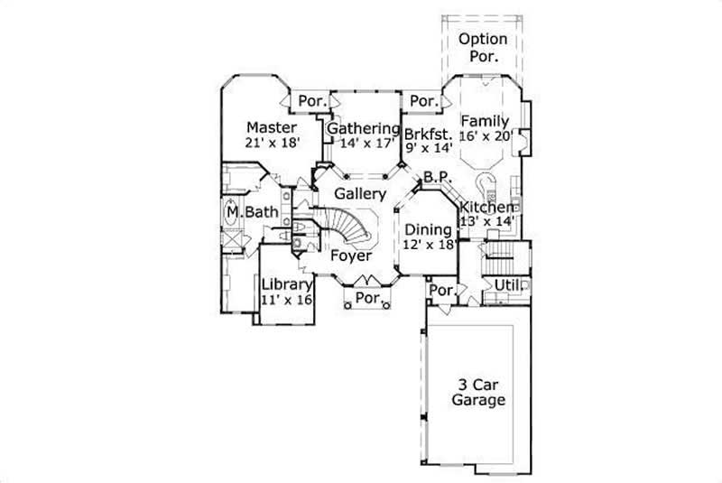 Floor Plan First Story of Luxury Plan #156-2270