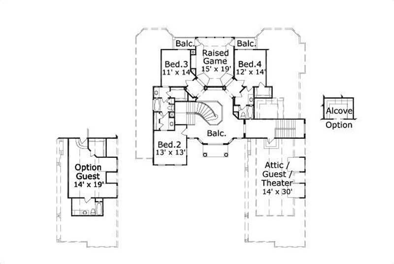 Floor Plan Second Story of Luxury Plan #156-2270