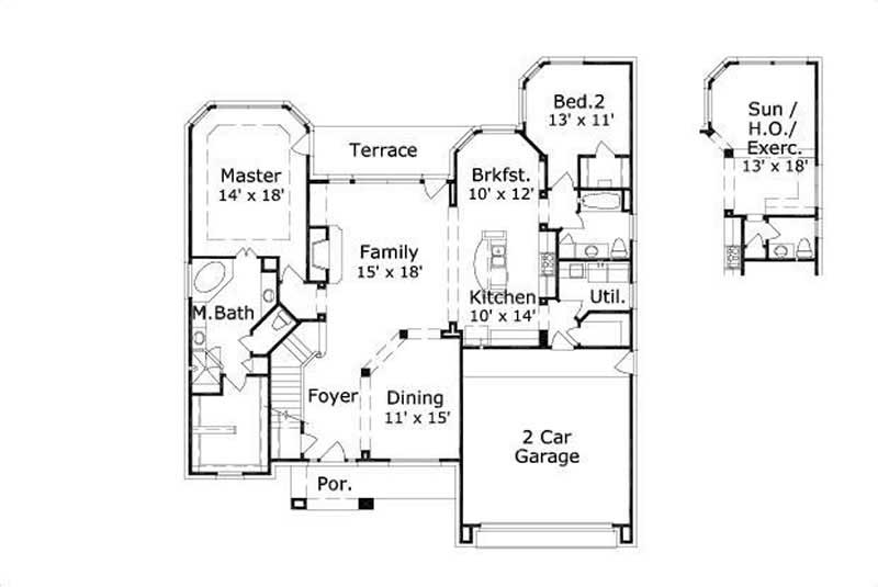 Floor Plan First Story of Traditional Plan #156-2273