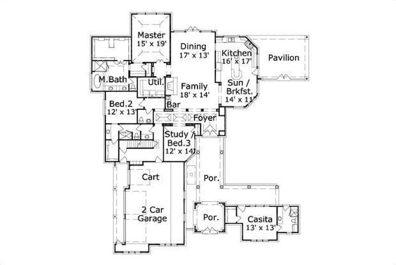 Floor Plan First Story of Luxury Plan #156-2275