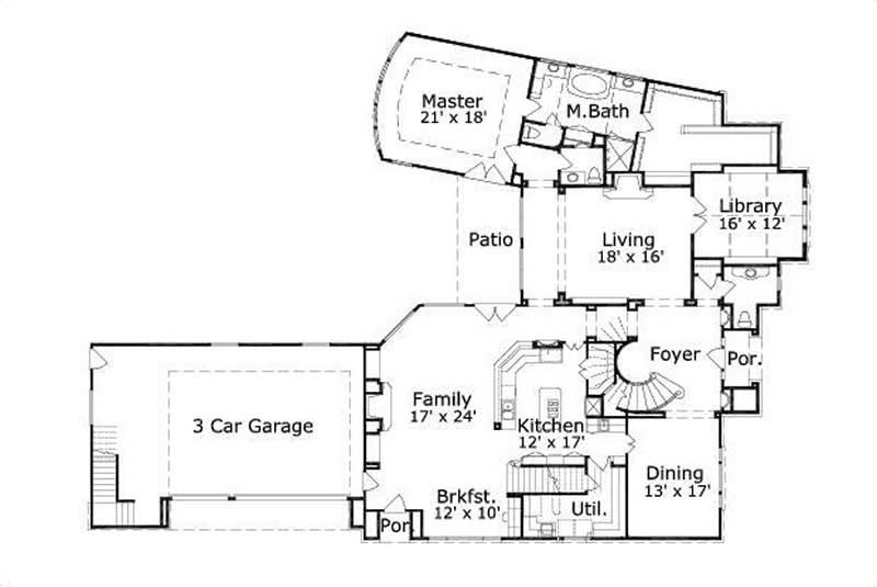 Floor Plan First Story of Luxury Plan #156-2276