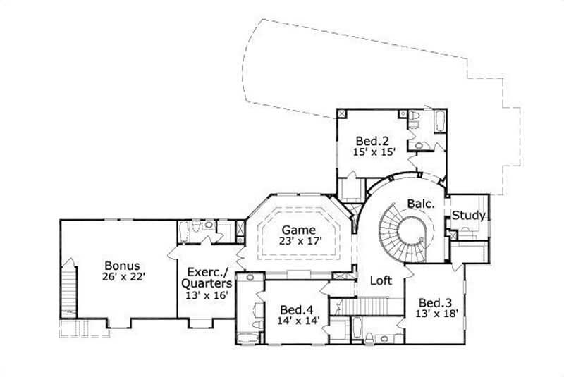 Floor Plan Second Story of Luxury Plan #156-2276