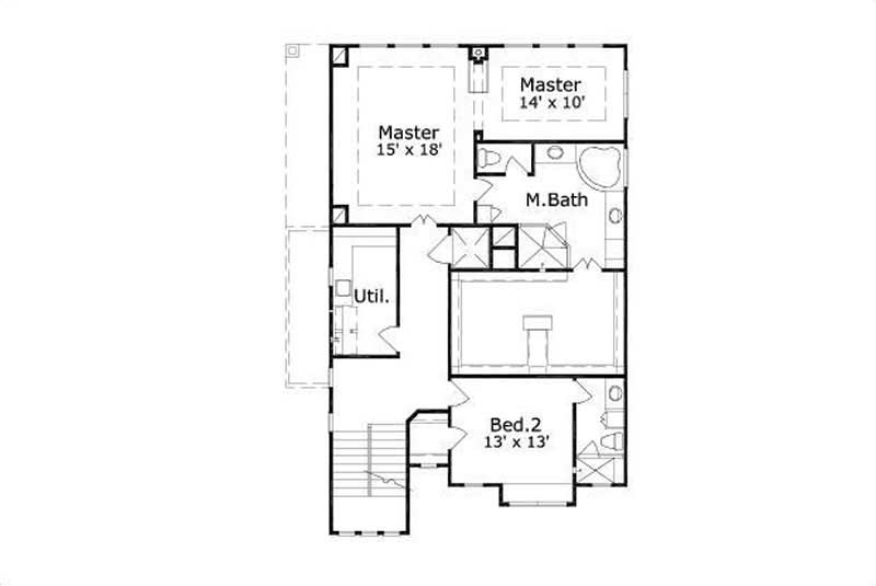 Floor Plan Second Story of Multi-Unit Plan #156-2280