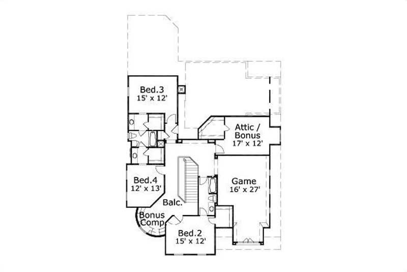 Floor Plan Second Story of Plan #156-2282