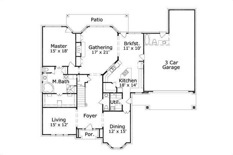 Floor Plan First Story of Luxury Plan #156-2283