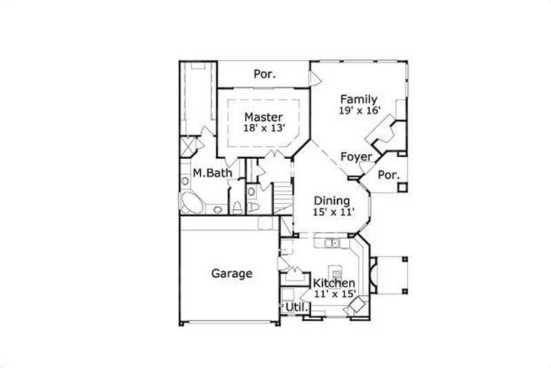 Floor Plan First Story of Florida Style Plan #156-2285