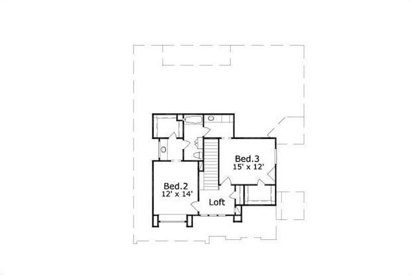 Floor Plan Second Story of Florida Style Plan #156-2285