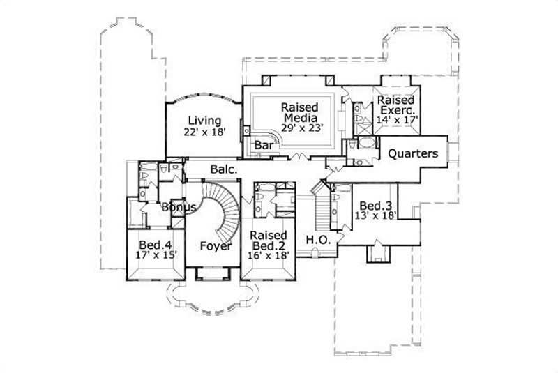 Floor Plan Second Story of Luxury Plan #156-2286