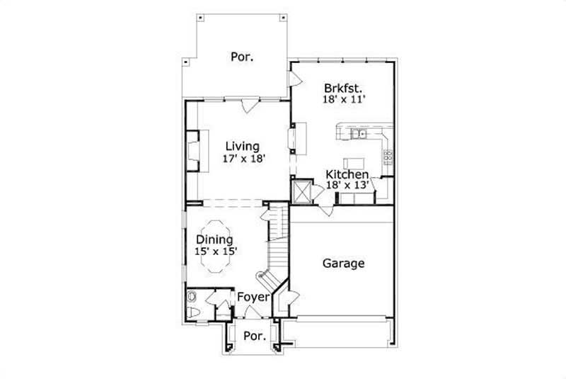 Floor Plan First Story of Traditional Plan #156-2296