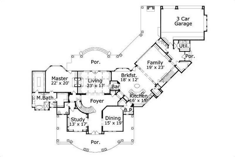 Floor Plan First Story of Luxury Plan #156-2298