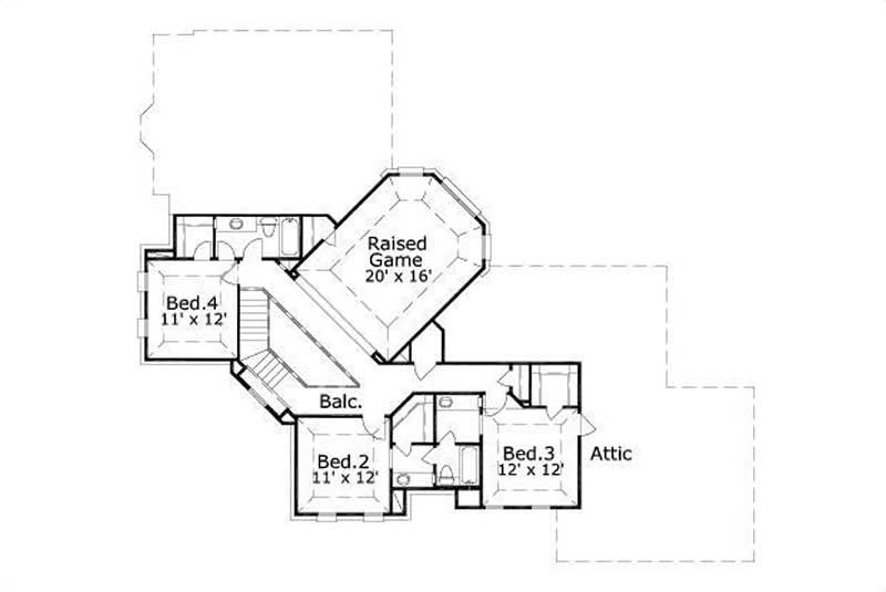Floor Plan Second Story of Country Plan #156-2300