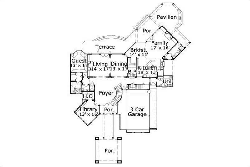 Floor Plan First Story of Luxury Plan #156-2306