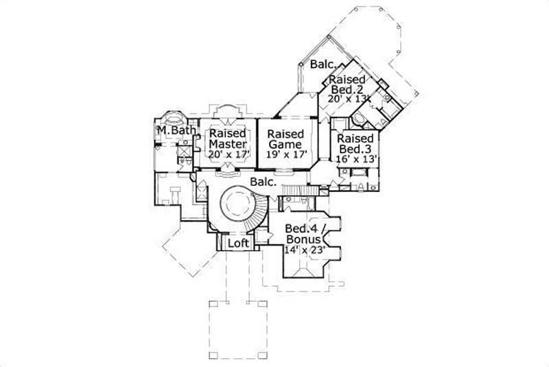 Floor Plan Second Story of Luxury Plan #156-2306
