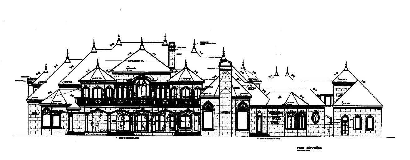 Home Plan Rear Elevation of this 8-Bedroom,11877 Sq Ft Plan -156-2307