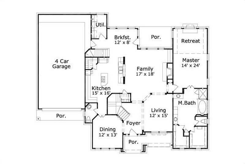 Floor Plan First Story of Luxury Plan #156-2314
