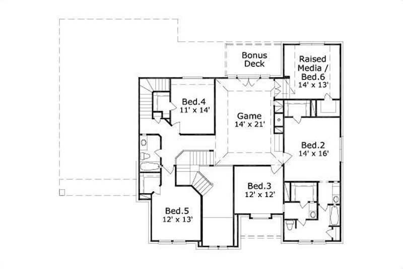 Floor Plan Second Story of Luxury Plan #156-2314