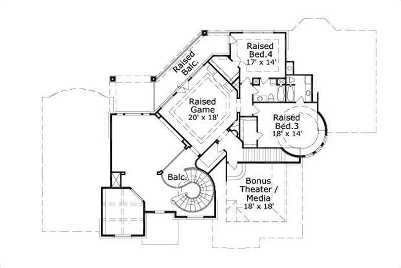 Floor Plan Second Story of Luxury Plan #156-2316