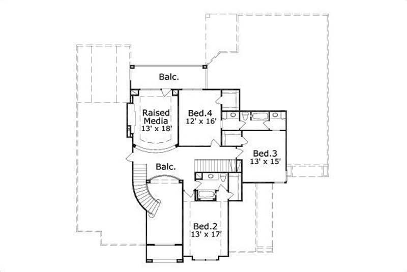 Floor Plan Second Story of Luxury Plan #156-2318