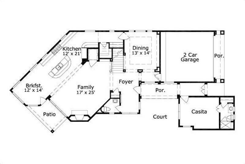 Floor Plan First Story of Mediterranean Plan #156-2328