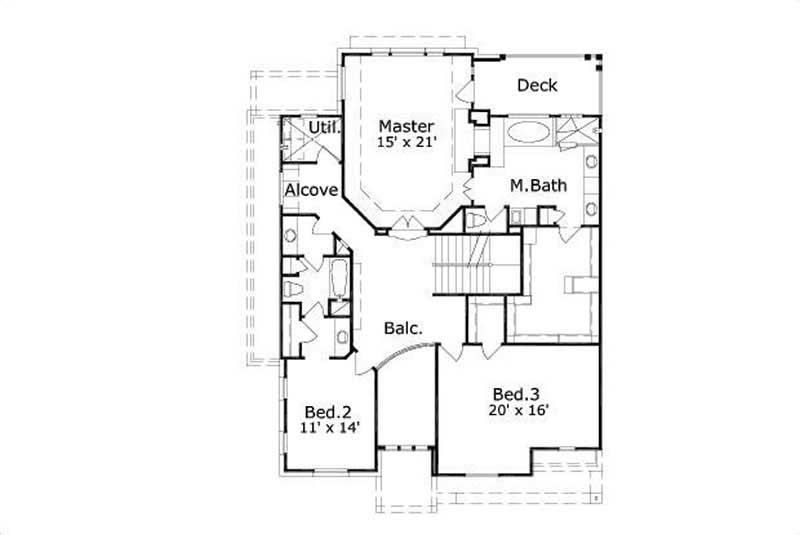 Floor Plan Second Story of Tuscan Plan #156-2329