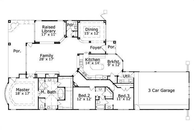 Floor Plan First Story of Mediterranean Plan #156-2330