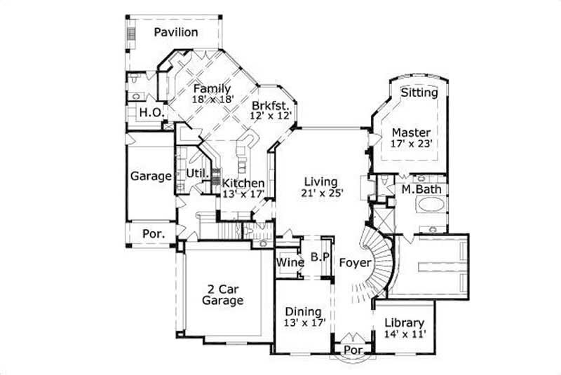 Floor Plan First Story of Luxury Plan #156-2332