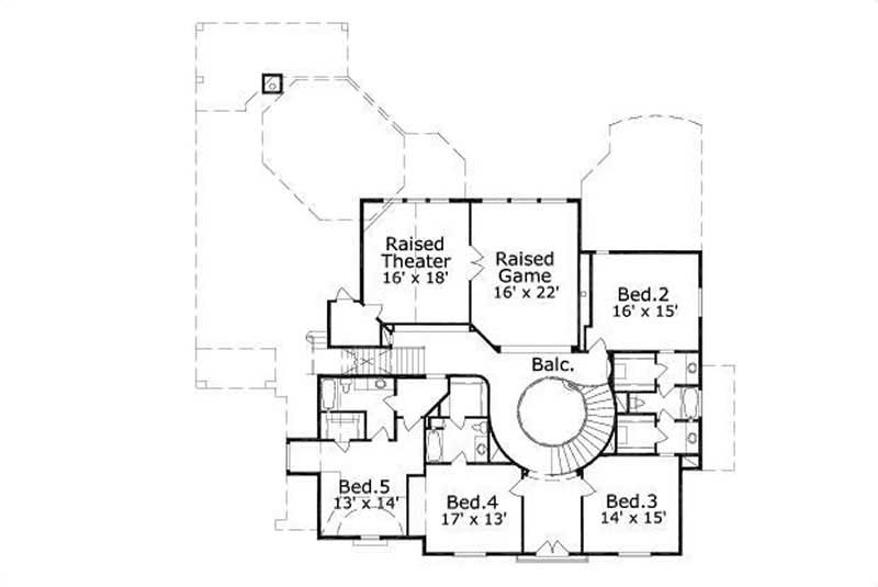 Floor Plan Second Story of Luxury Plan #156-2332