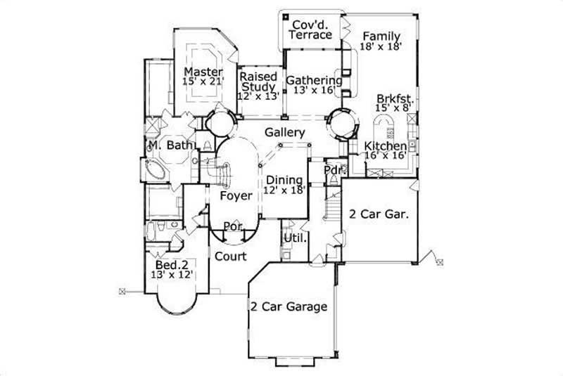 Floor Plan First Story of Plan #156-2333