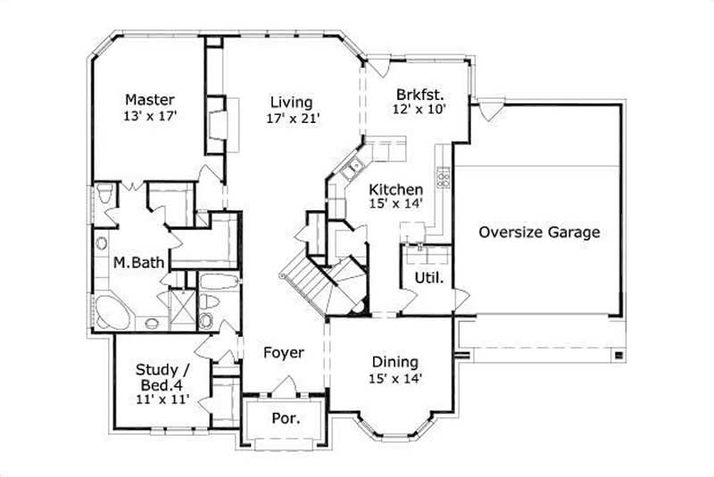 Floor Plan First Story of Luxury Plan #156-2336