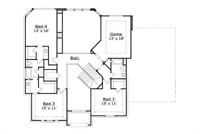 Floor Plan Second Story of Luxury Plan #156-2336