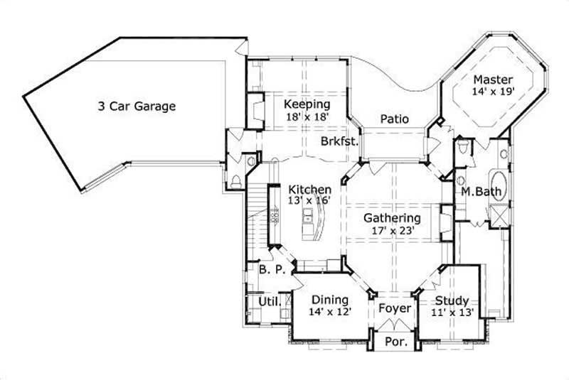 Floor Plan First Story of Country Plan #156-2339