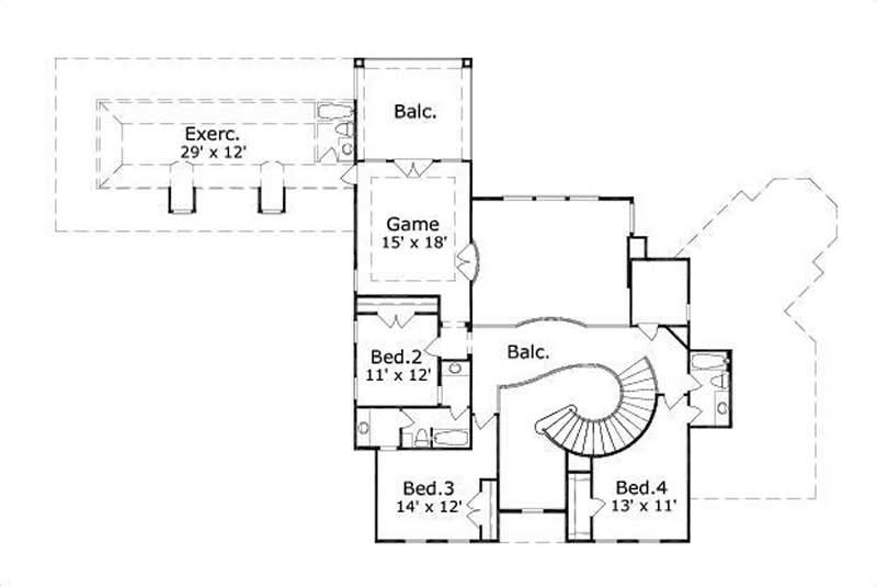 Floor Plan Second Story of Luxury Plan #156-2340