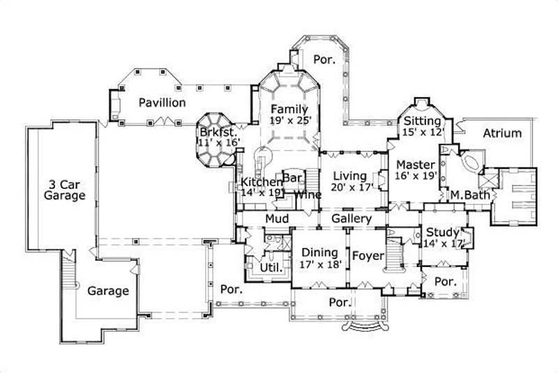 Floor Plan First Story of Luxury Plan #156-2344