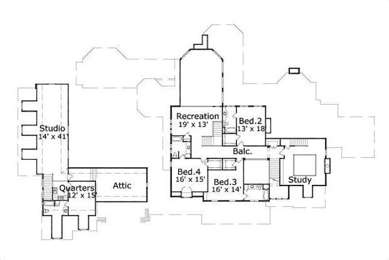 Floor Plan Second Story of Luxury Plan #156-2344