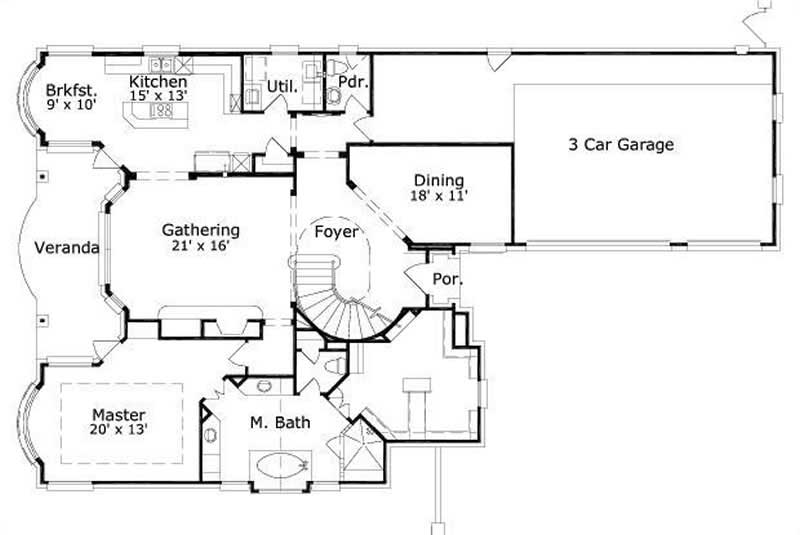 Floor Plan First Story of Luxury Plan #156-2350