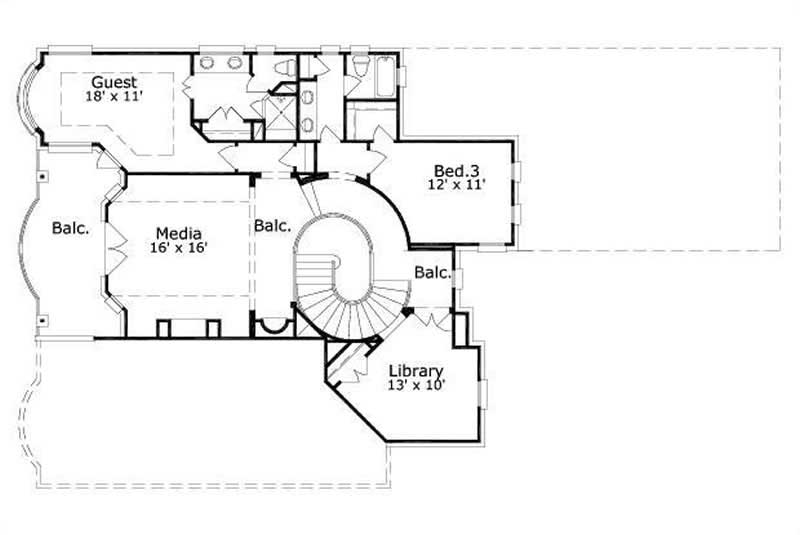 Floor Plan Second Story of Luxury Plan #156-2350