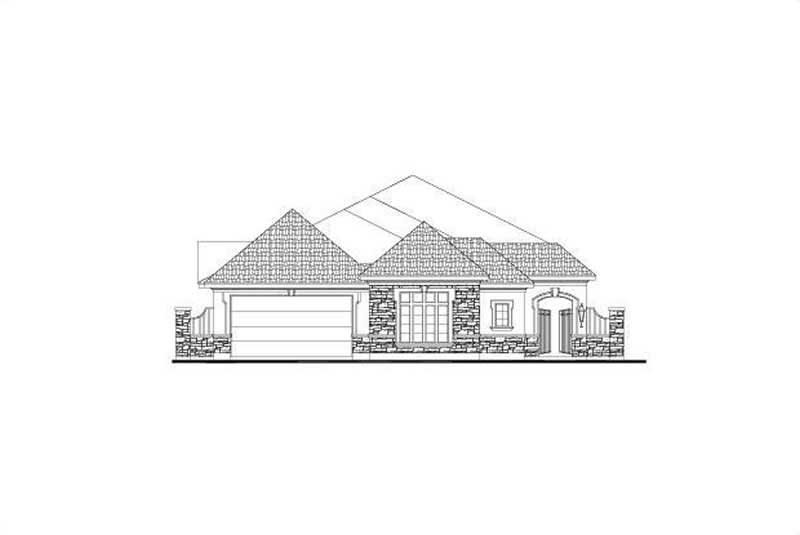 Front elevation of Tuscan home (ThePlanCollection: House Plan #156-2351)