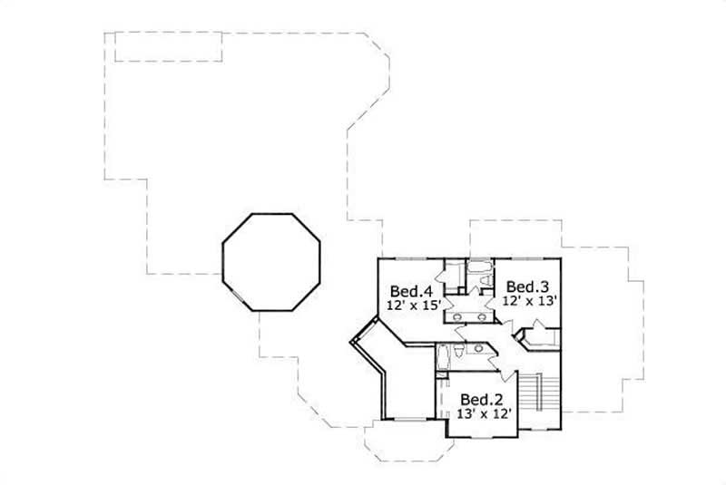 Floor Plan Second Story of Mediterranean Plan #156-2352