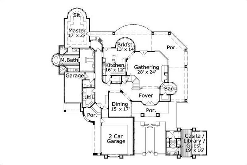 Floor Plan First Story of Luxury Plan #156-2353